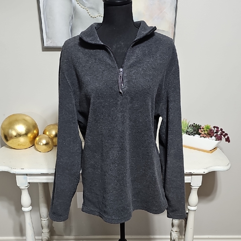 ⛰️ St. John’s Bay Men’s Grey Fleece 1/4 Zip Pullover Size Medium